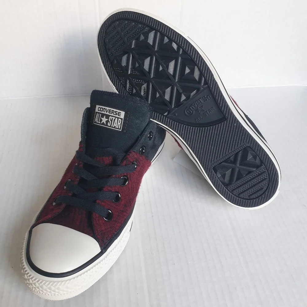 Converse Wm's Madison Low Top Sneakers w/ Black Suede & Chevron Burgundy Sz 7 - Picture 6 of 16